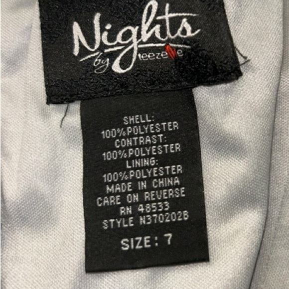 Nights By Teeze Me Junior Sz 7 Strapless Sweetheart Neck Fit & Flare Dress Gray - Picture 11 of 11